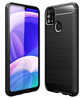 Carbon Fibre Series Shockproof Armor Back Cover for Samsung Galaxy M31, Samsung Galaxy F41 6.4 inch, Black