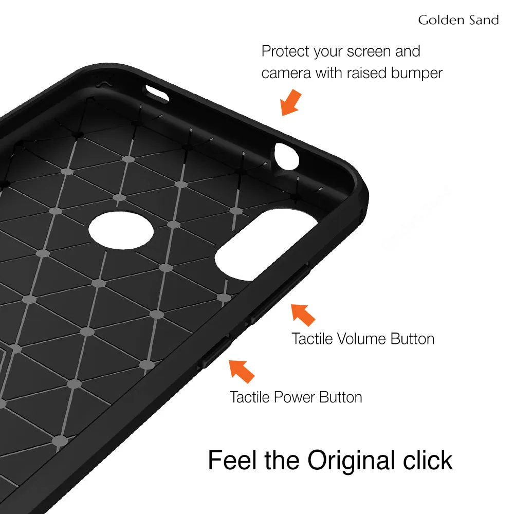 Carbon Fibre Series Shockproof Armor Back Cover for Samsung Galaxy M31, Samsung Galaxy F41 6.4 inch, Black
