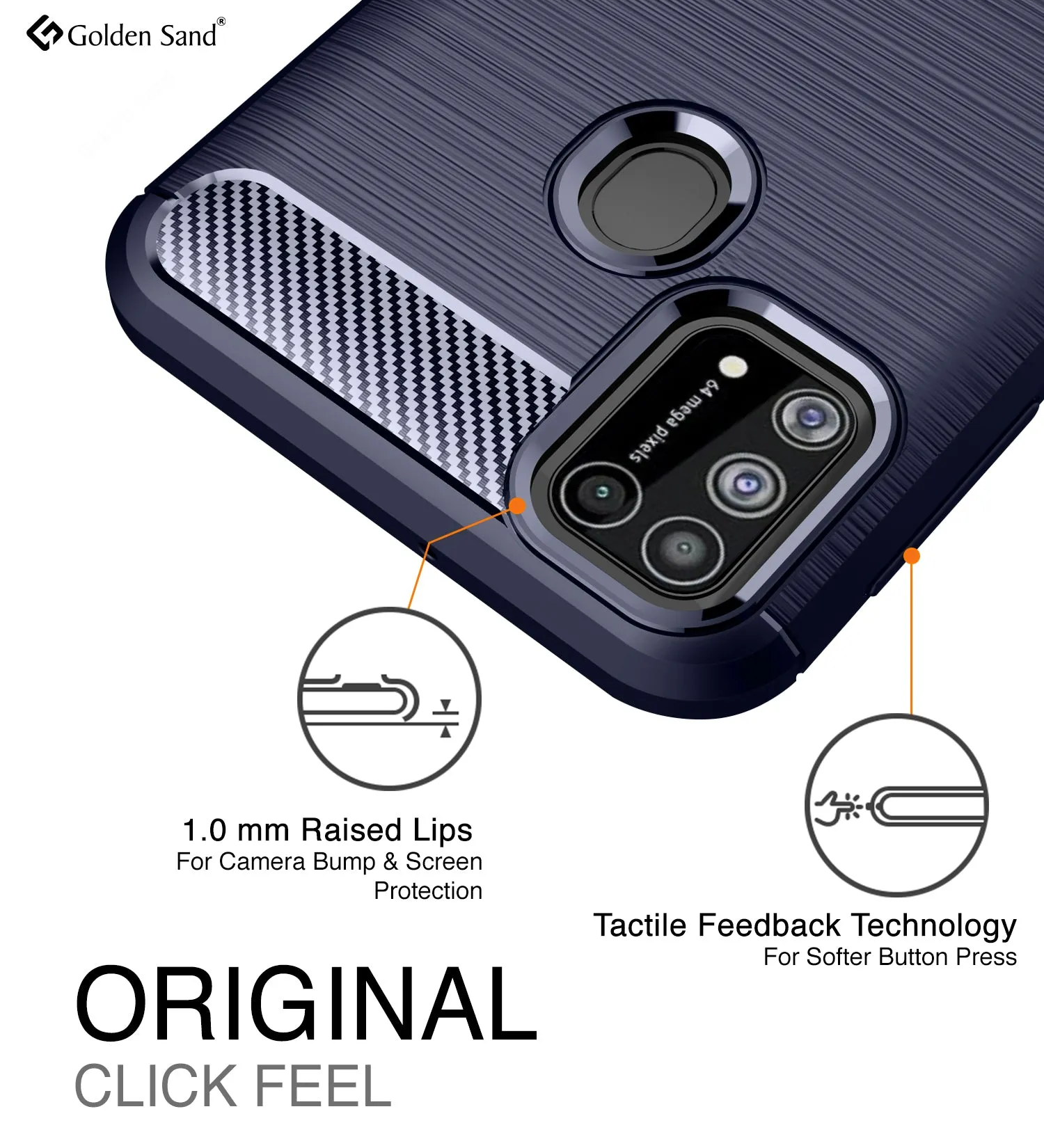 Carbon Fibre Series Shockproof Armor Back Cover for Samsung Galaxy M31, Samsung Galaxy F41 6.4 inch, Blue