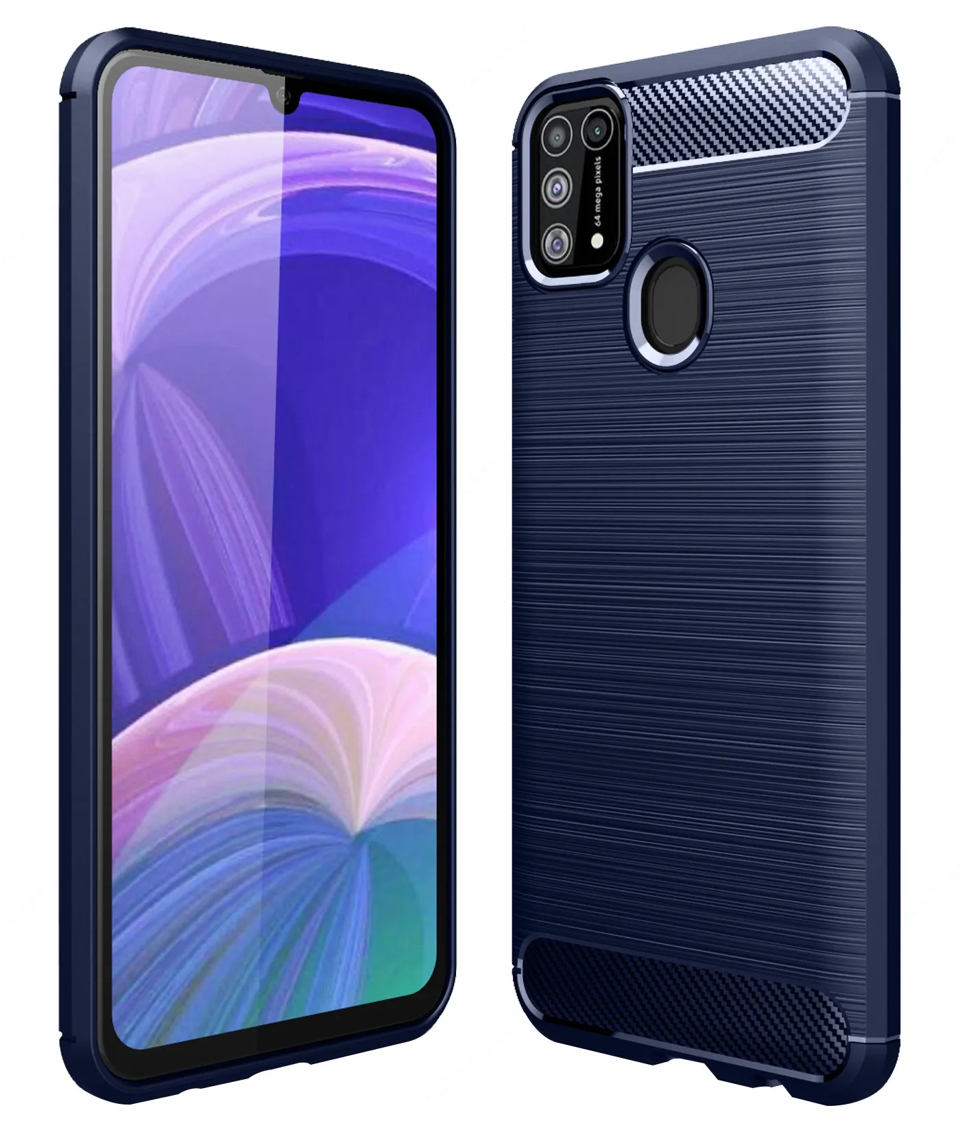 Carbon Fibre Series Shockproof Armor Back Cover for Samsung Galaxy M31, Samsung Galaxy F41 6.4 inch, Blue