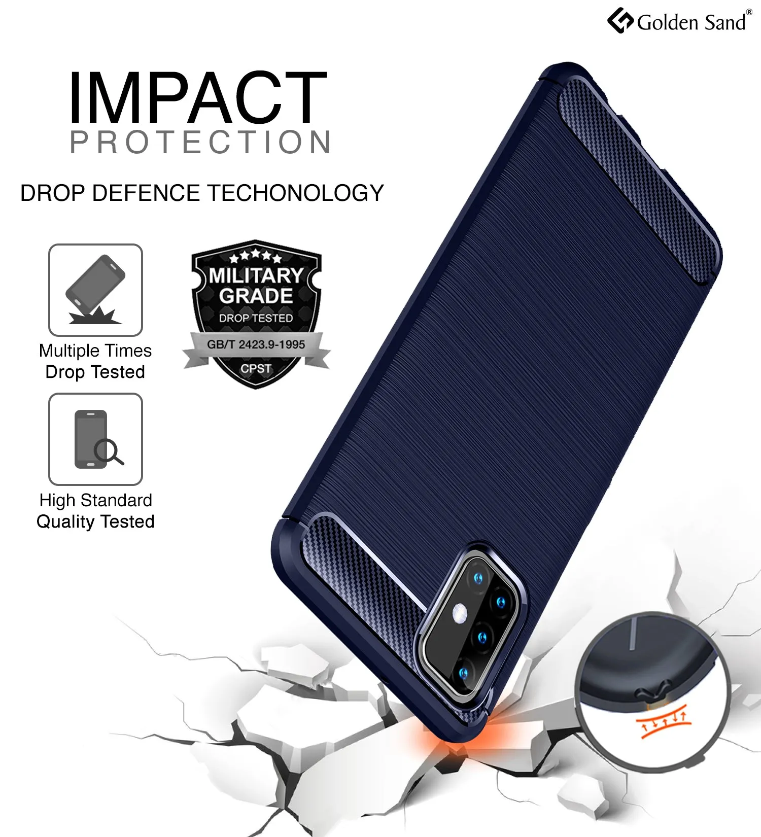 Carbon Fibre Series Shockproof Armor Back Cover for Samsung Galaxy M31s, Blue