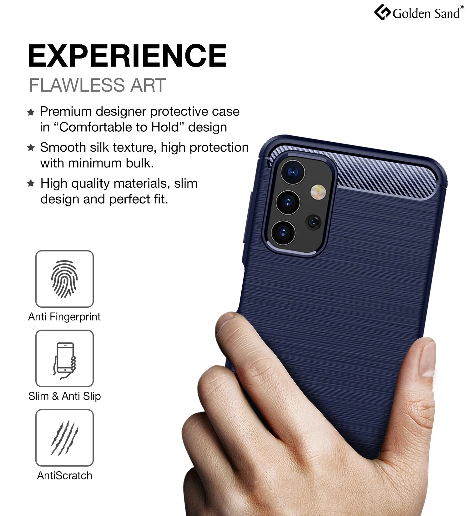 Carbon Fibre Series Shockproof Armor Back Cover for Samsung Galaxy M32 5G, 6.5 inch, Blue