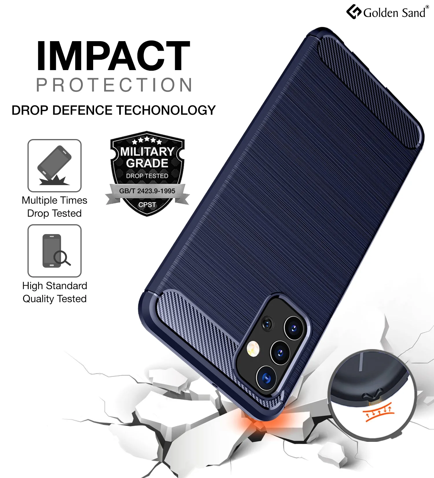 Carbon Fibre Series Shockproof Armor Back Cover for Samsung Galaxy M32 5G, 6.5 inch, Blue