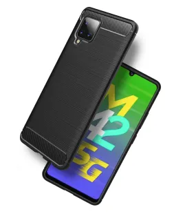 Carbon Fibre Series Shockproof Armor Back Cover for Samsung Galaxy M42 5G, Samsung Galaxy A42 5G, 6.6 inch, Black