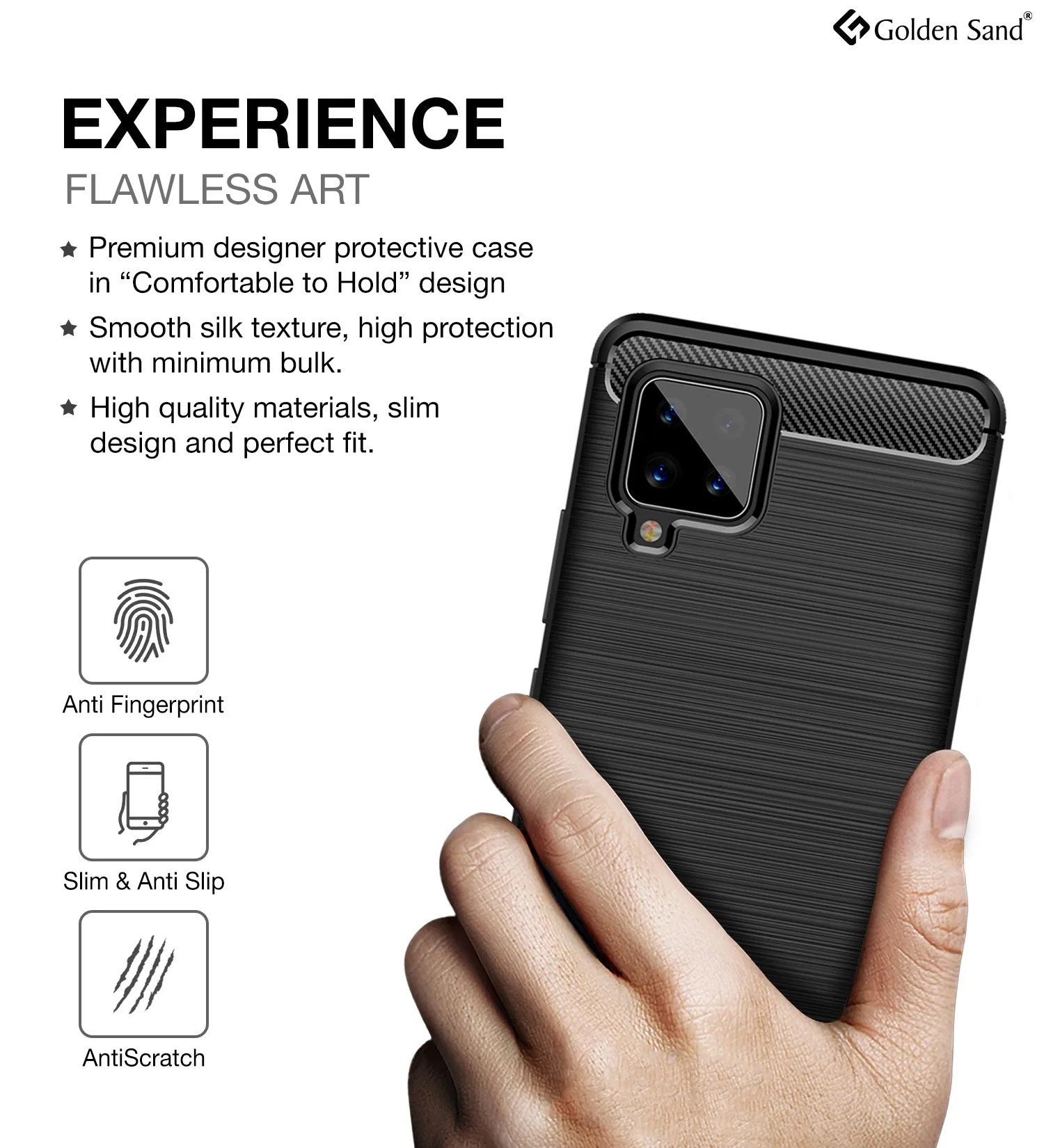 Carbon Fibre Series Shockproof Armor Back Cover for Samsung Galaxy M42 5G, Samsung Galaxy A42 5G, 6.6 inch, Black