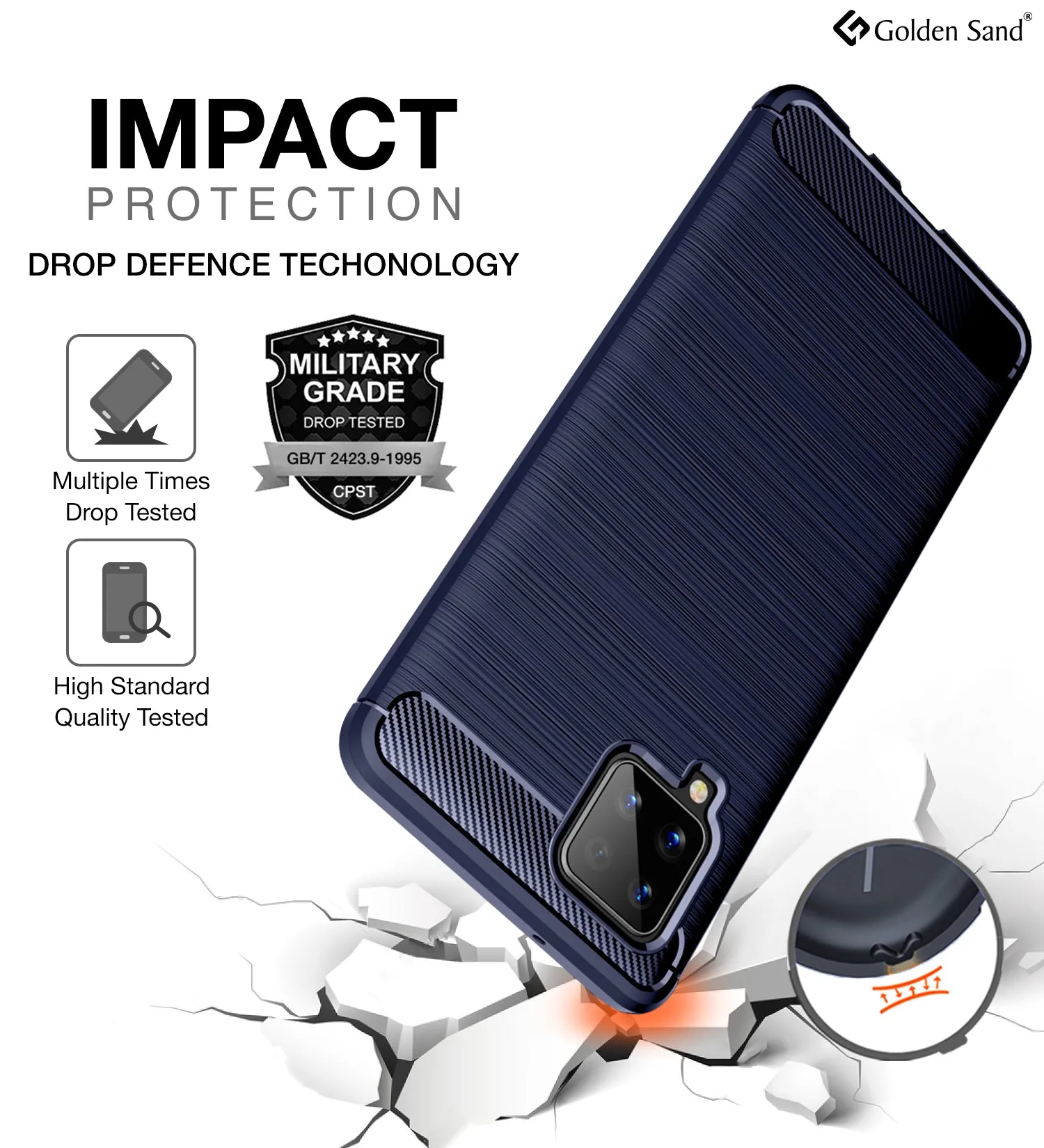 Carbon Fibre Series Shockproof Armor Back Cover for Samsung Galaxy M42 5G, Samsung Galaxy A42 5G, 6.6 inch, Blue