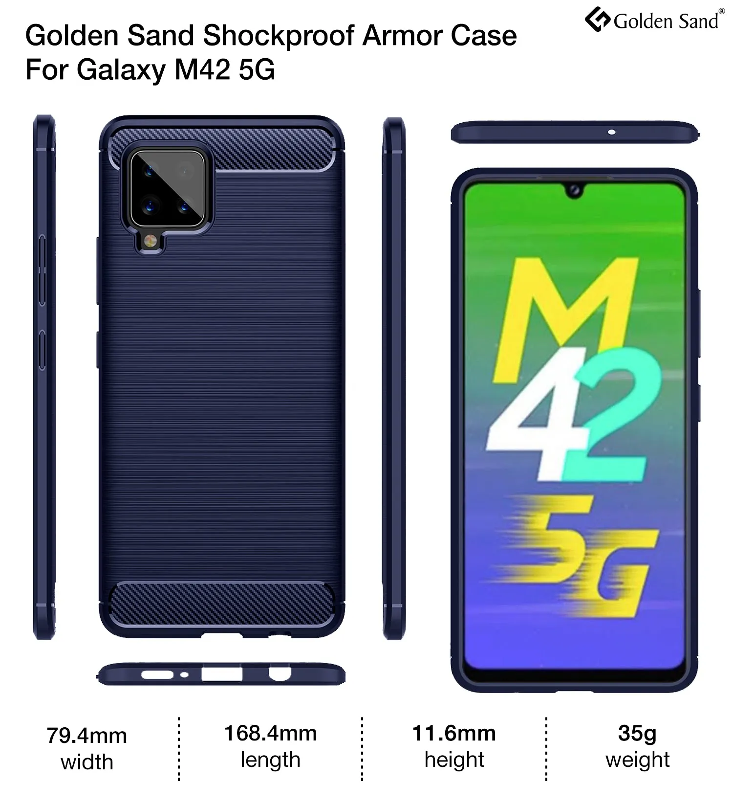 Carbon Fibre Series Shockproof Armor Back Cover for Samsung Galaxy M42 5G, Samsung Galaxy A42 5G, 6.6 inch, Blue