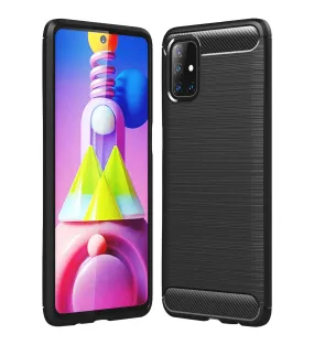 Carbon Fibre Series Shockproof Armor Back Cover for Samsung Galaxy M51, Black
