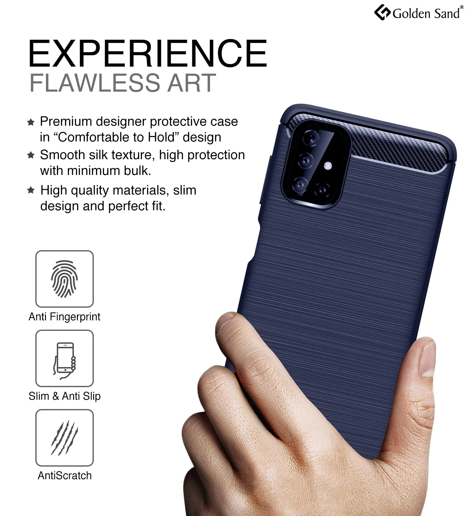 Carbon Fibre Series Shockproof Armor Back Cover for Samsung Galaxy M51, Blue