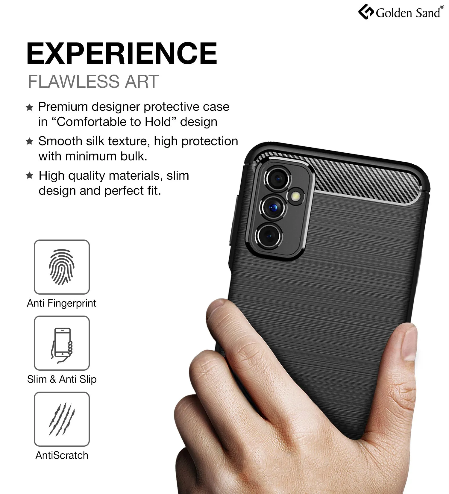 Carbon Fibre Series Shockproof Armor Back Cover for Samsung Galaxy M52 5G, 6.7 inch, Blazing Black