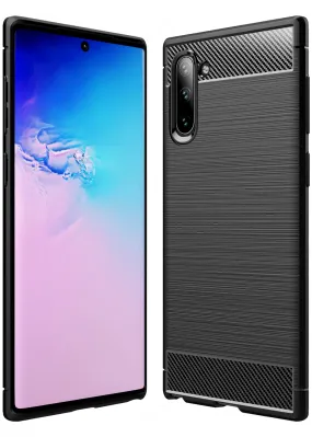 Carbon Fibre Series Shockproof Armor Back Cover for Samsung Galaxy Note 10 6.7 inch, Black