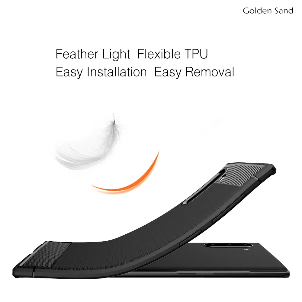 Carbon Fibre Series Shockproof Armor Back Cover for Samsung Galaxy Note 10 6.7 inch, Black