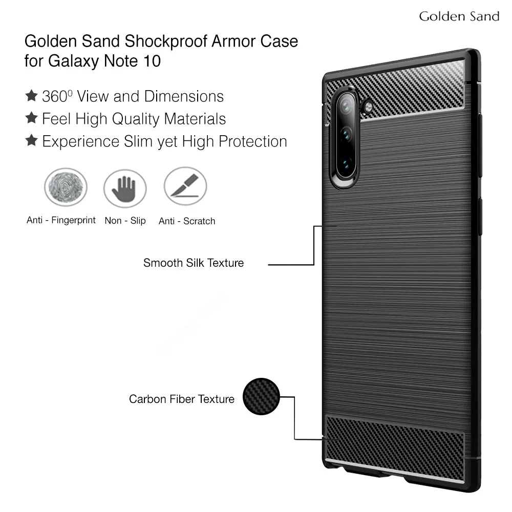 Carbon Fibre Series Shockproof Armor Back Cover for Samsung Galaxy Note 10 6.7 inch, Black