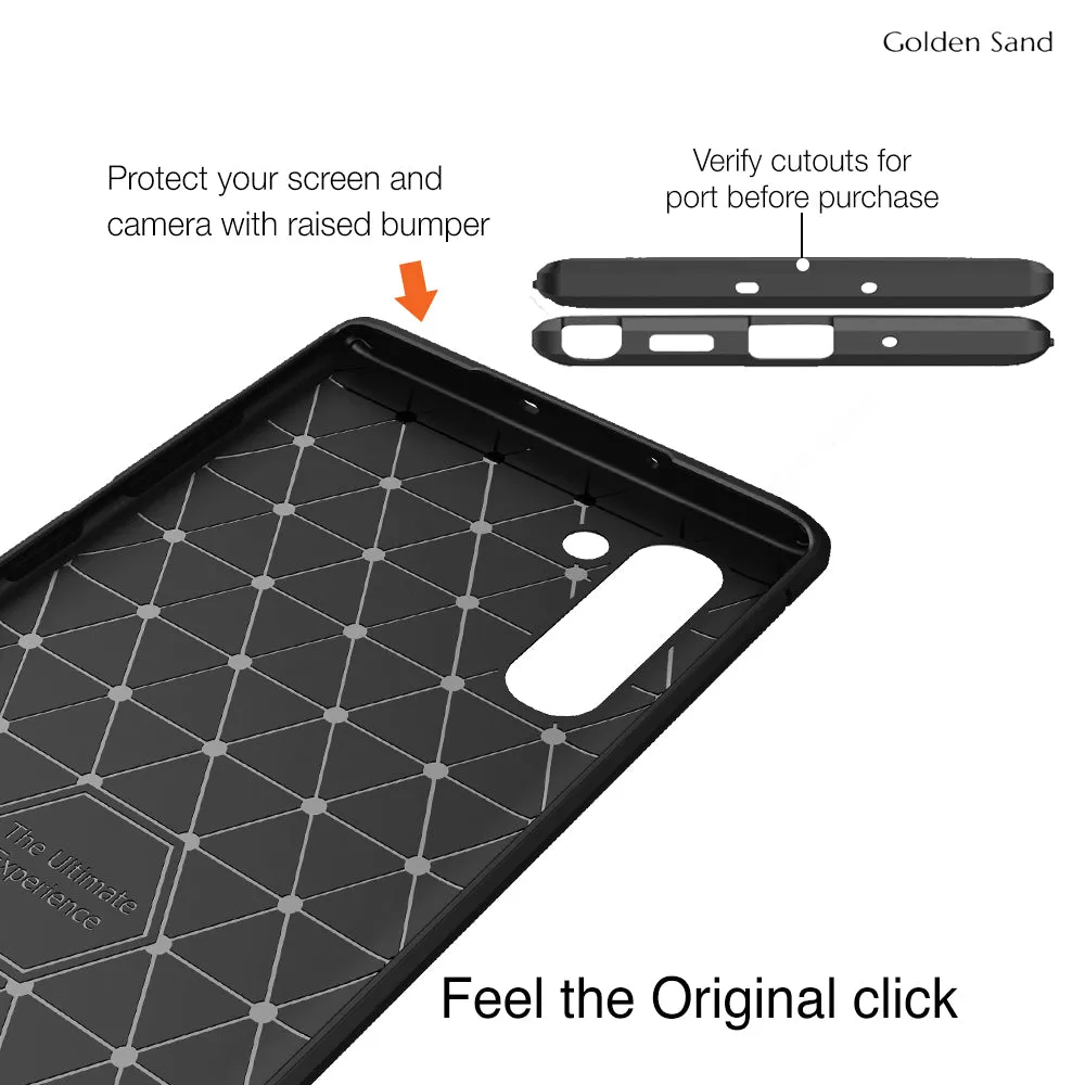 Carbon Fibre Series Shockproof Armor Back Cover for Samsung Galaxy Note 10 6.7 inch, Black
