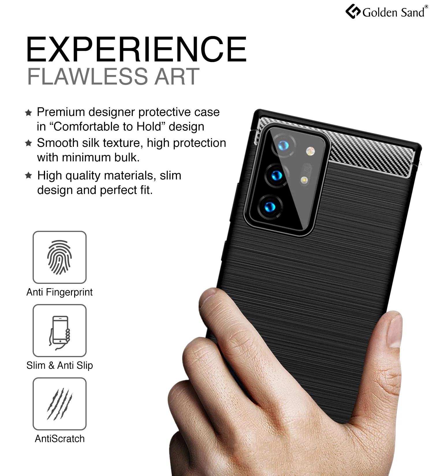 Carbon Fibre Series Shockproof Armor Back Cover for Samsung Galaxy Note 20 Ultra, Black