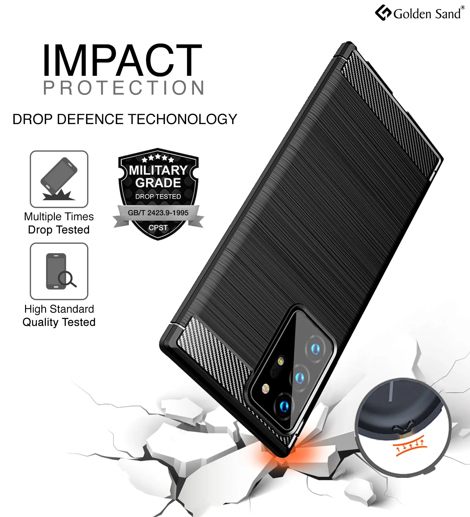 Carbon Fibre Series Shockproof Armor Back Cover for Samsung Galaxy Note 20 Ultra, Black