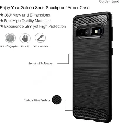 Carbon Fibre Series Shockproof Armor Back Cover for Samsung Galaxy S10, 6.1 inch, Black