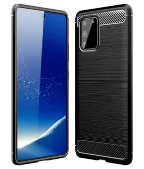 Carbon Fibre Series Shockproof Armor Back Cover for Samsung Galaxy S10 Lite 6.7 inch, Black