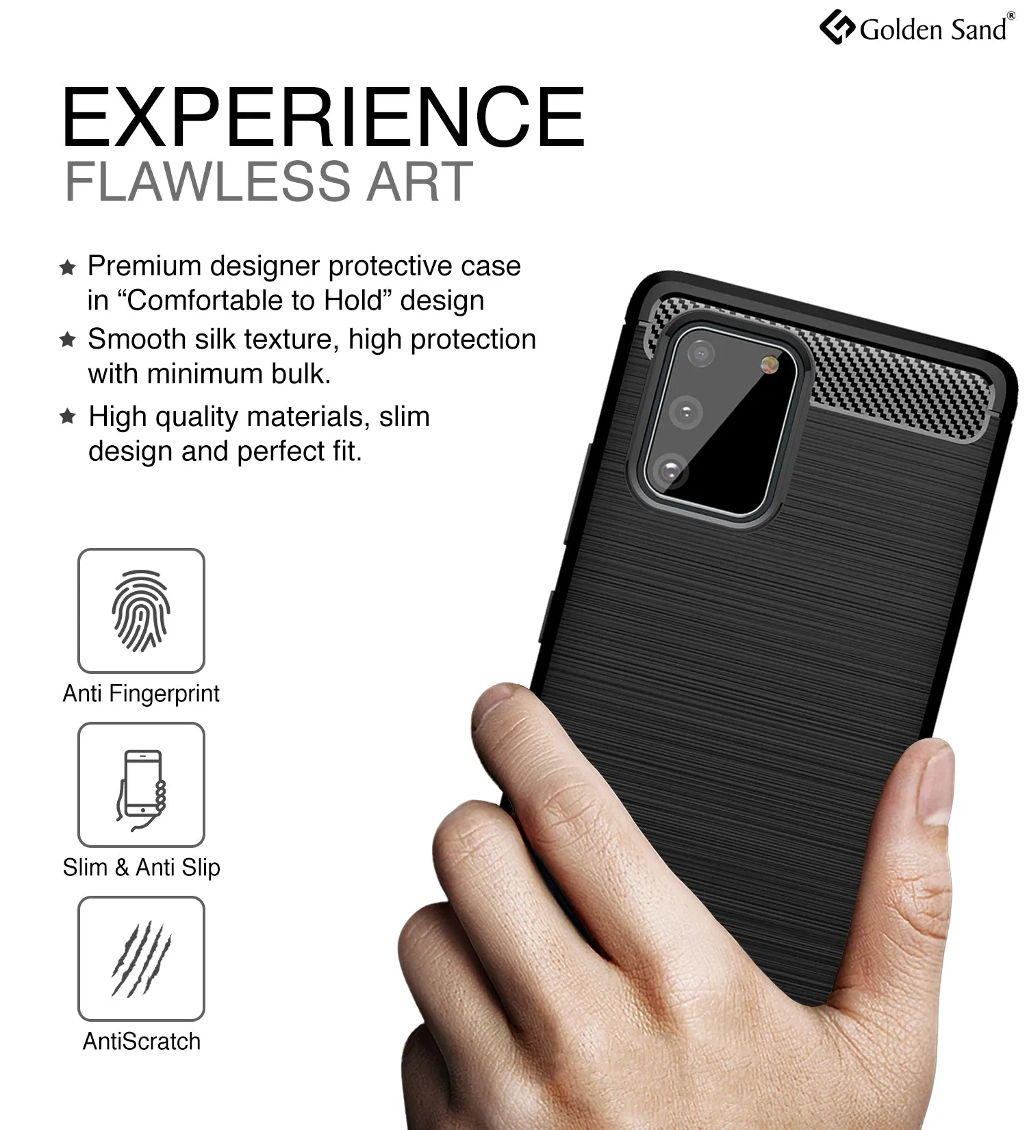 Carbon Fibre Series Shockproof Armor Back Cover for Samsung Galaxy S10 Lite 6.7 inch, Black