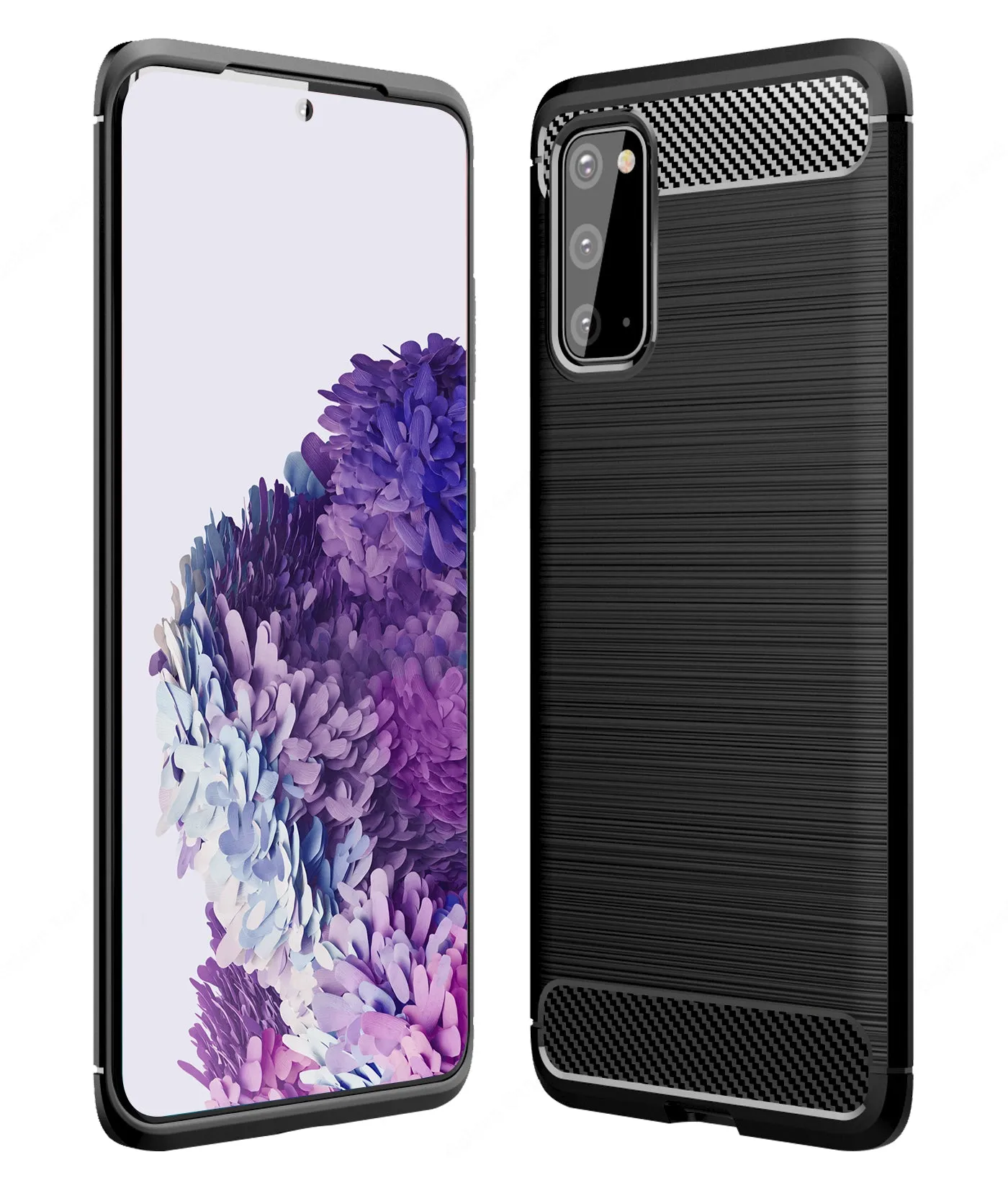 Carbon Fibre Series Shockproof Armor Back Cover for Samsung Galaxy S20 6.2 inch, Black