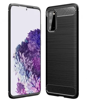Carbon Fibre Series Shockproof Armor Back Cover for Samsung Galaxy S20 6.2 inch, Black
