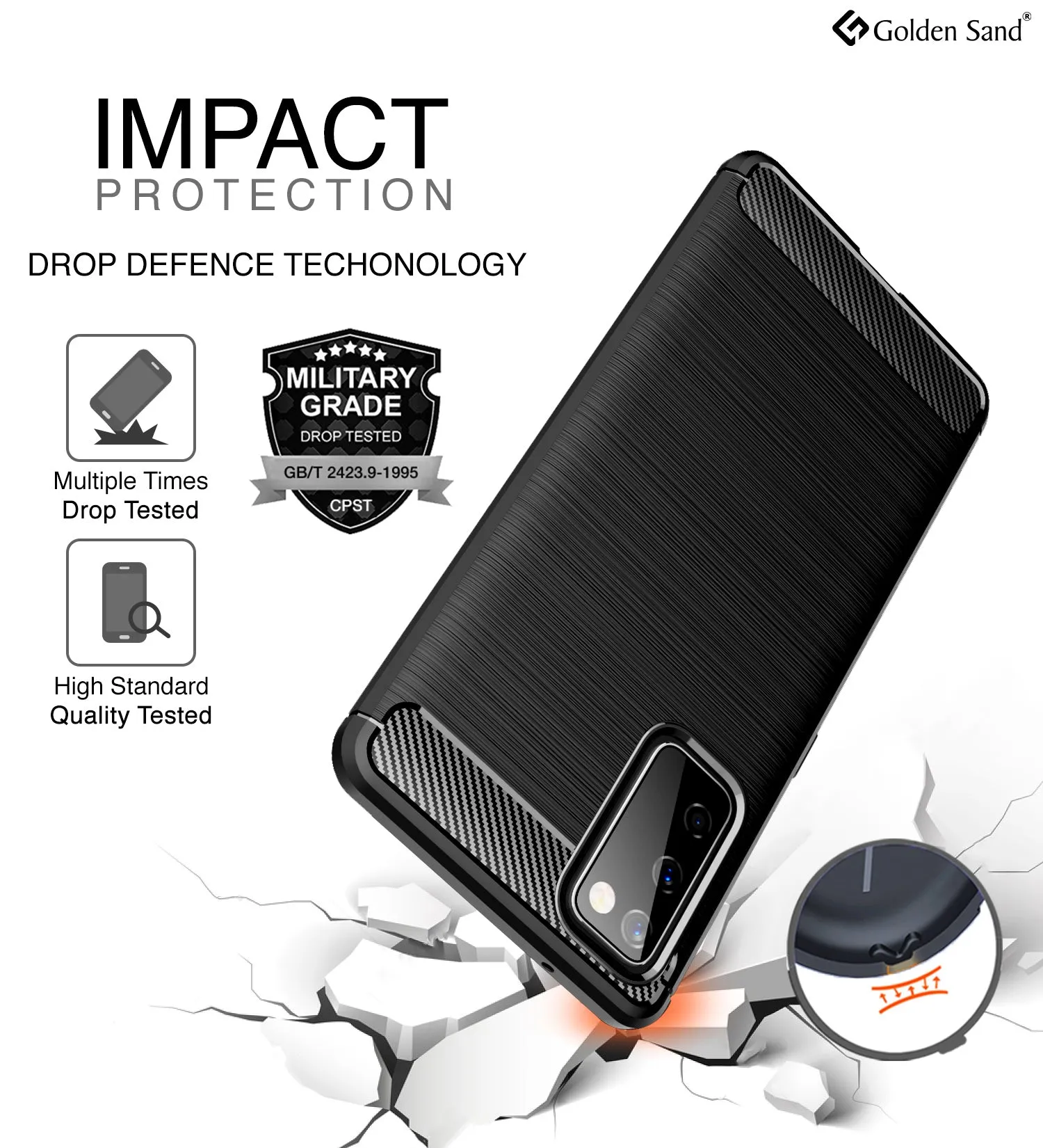 Carbon Fibre Series Shockproof Armor Back Cover for Samsung Galaxy S20 FE, Samsung Galaxy S20 FE 5G, Black