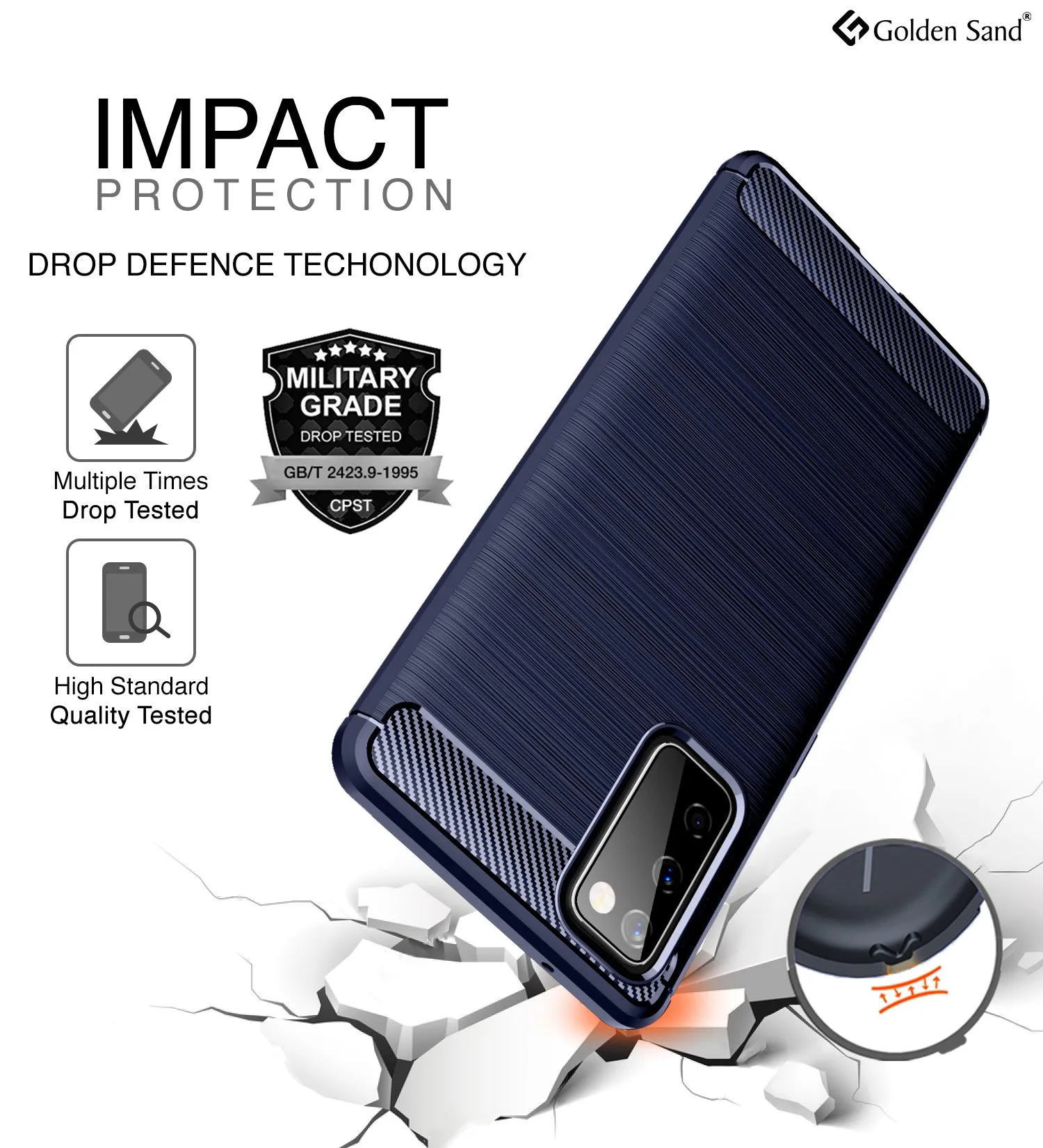 Carbon Fibre Series Shockproof Armor Back Cover for Samsung Galaxy S20 FE, Samsung Galaxy S20 FE 5G, Blue