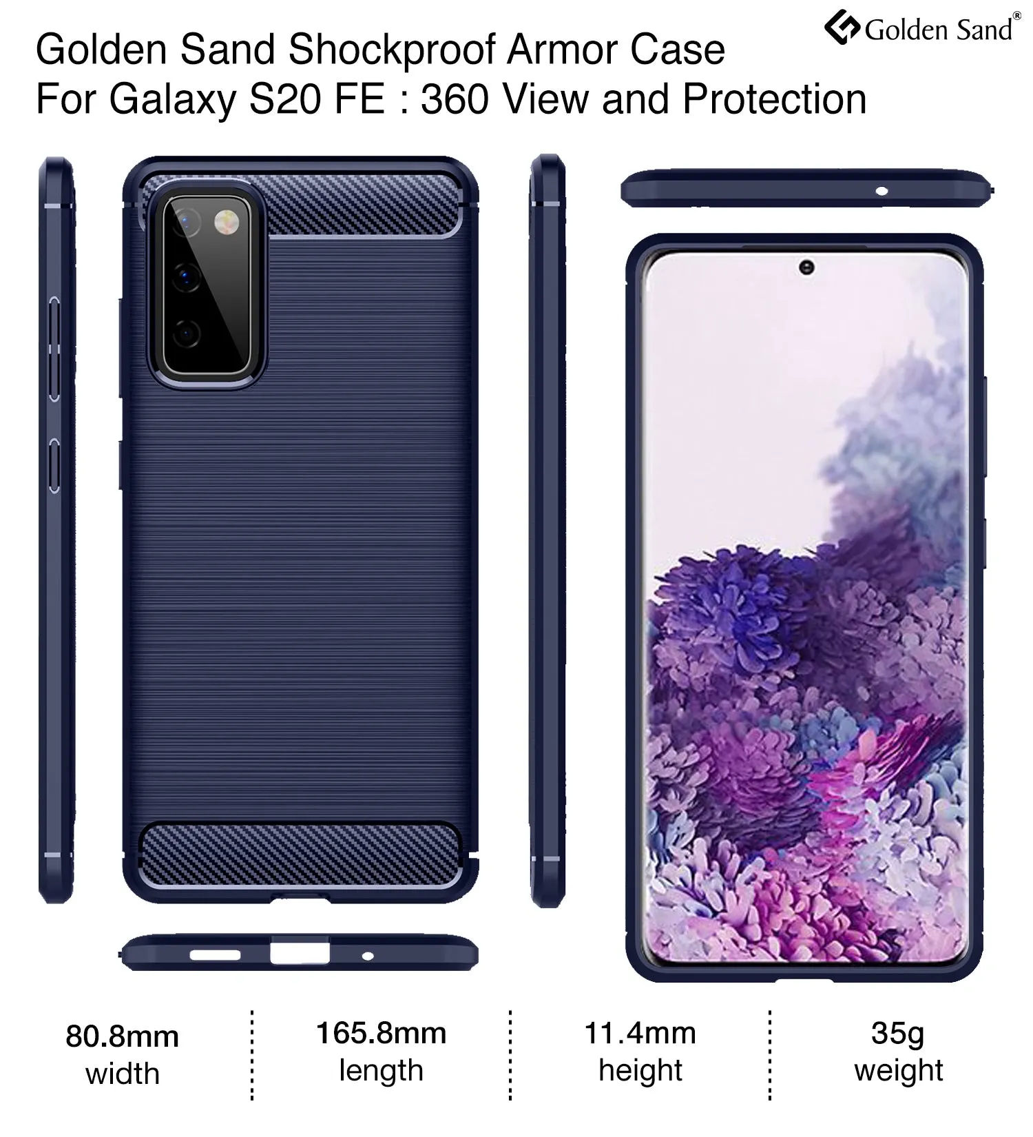 Carbon Fibre Series Shockproof Armor Back Cover for Samsung Galaxy S20 FE, Samsung Galaxy S20 FE 5G, Blue