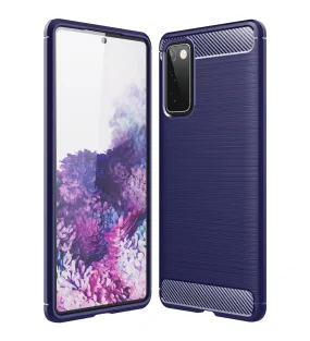 Carbon Fibre Series Shockproof Armor Back Cover for Samsung Galaxy S20 FE, Samsung Galaxy S20 FE 5G, Blue