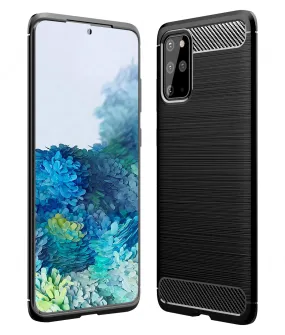 Carbon Fibre Series Shockproof Armor Back Cover for Samsung Galaxy S20 Plus 6.7 inch, Black