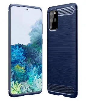 Carbon Fibre Series Shockproof Armor Back Cover for Samsung Galaxy S20 Plus 6.7 inch, Blue