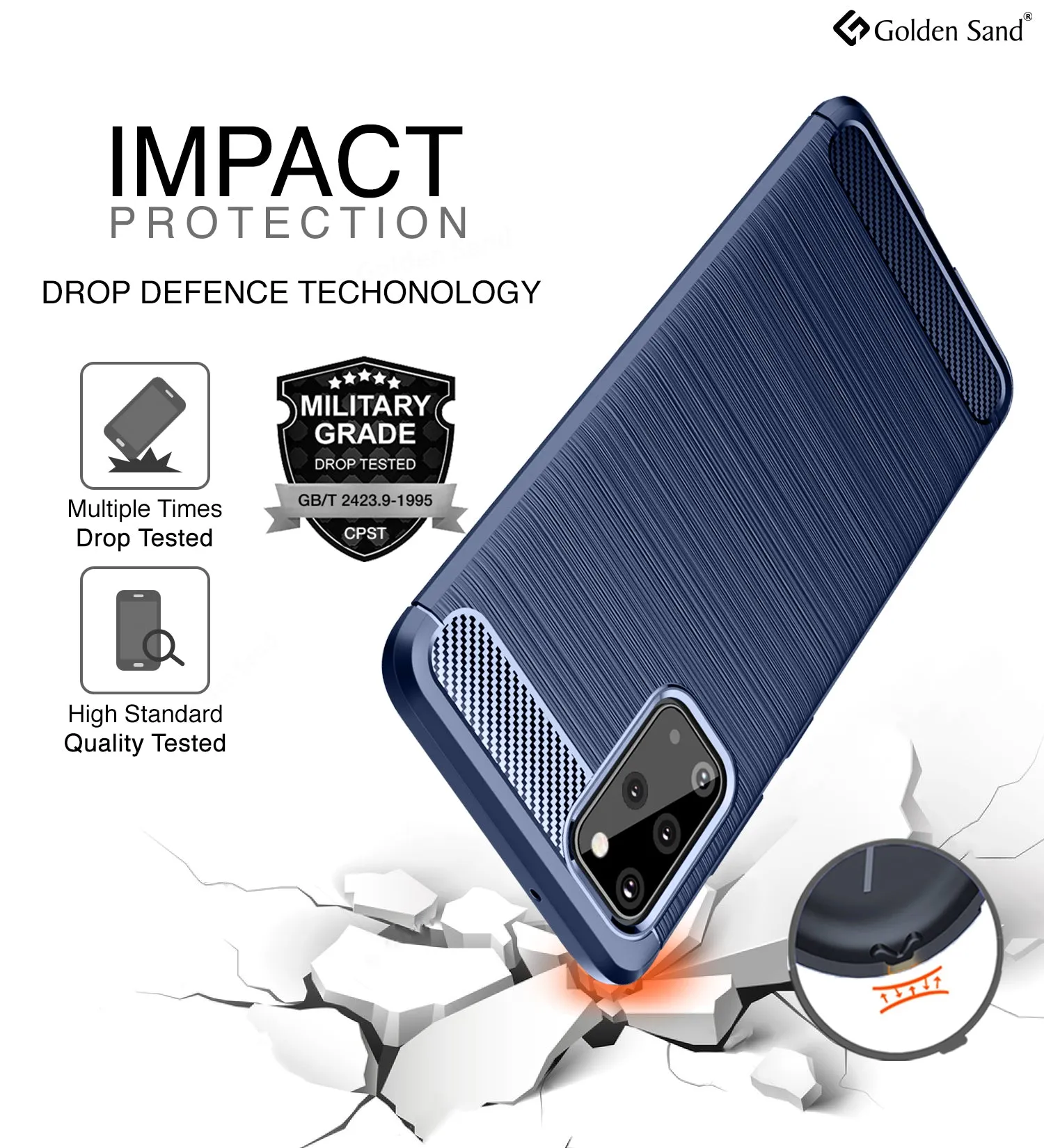 Carbon Fibre Series Shockproof Armor Back Cover for Samsung Galaxy S20 Plus 6.7 inch, Blue
