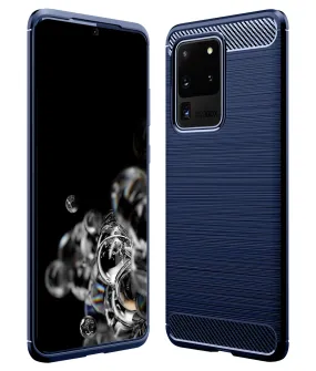 Carbon Fibre Series Shockproof Armor Back Cover for Samsung Galaxy S20 Ultra 6.9 inch, Blue