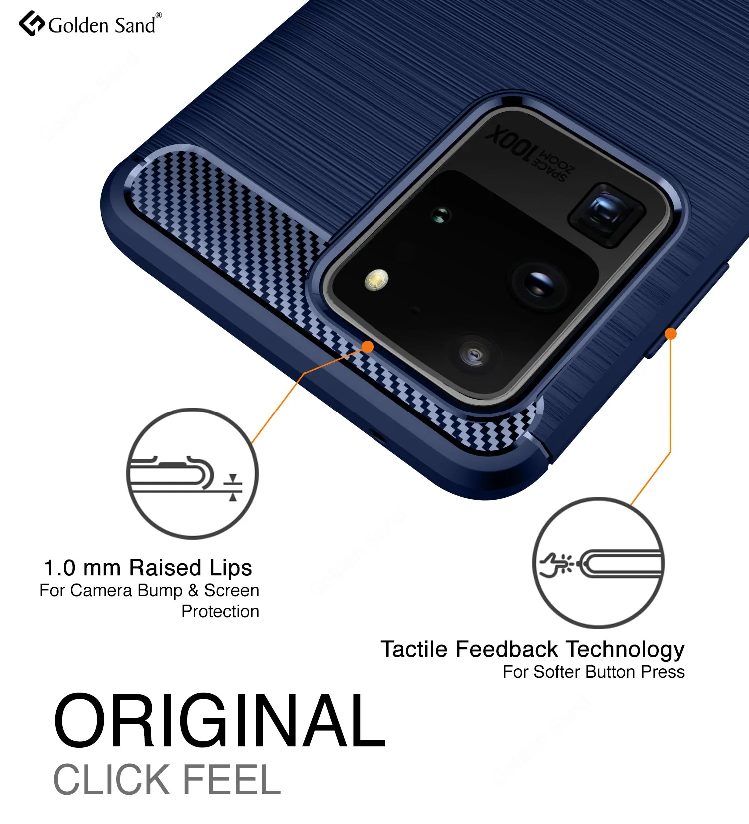 Carbon Fibre Series Shockproof Armor Back Cover for Samsung Galaxy S20 Ultra 6.9 inch, Blue