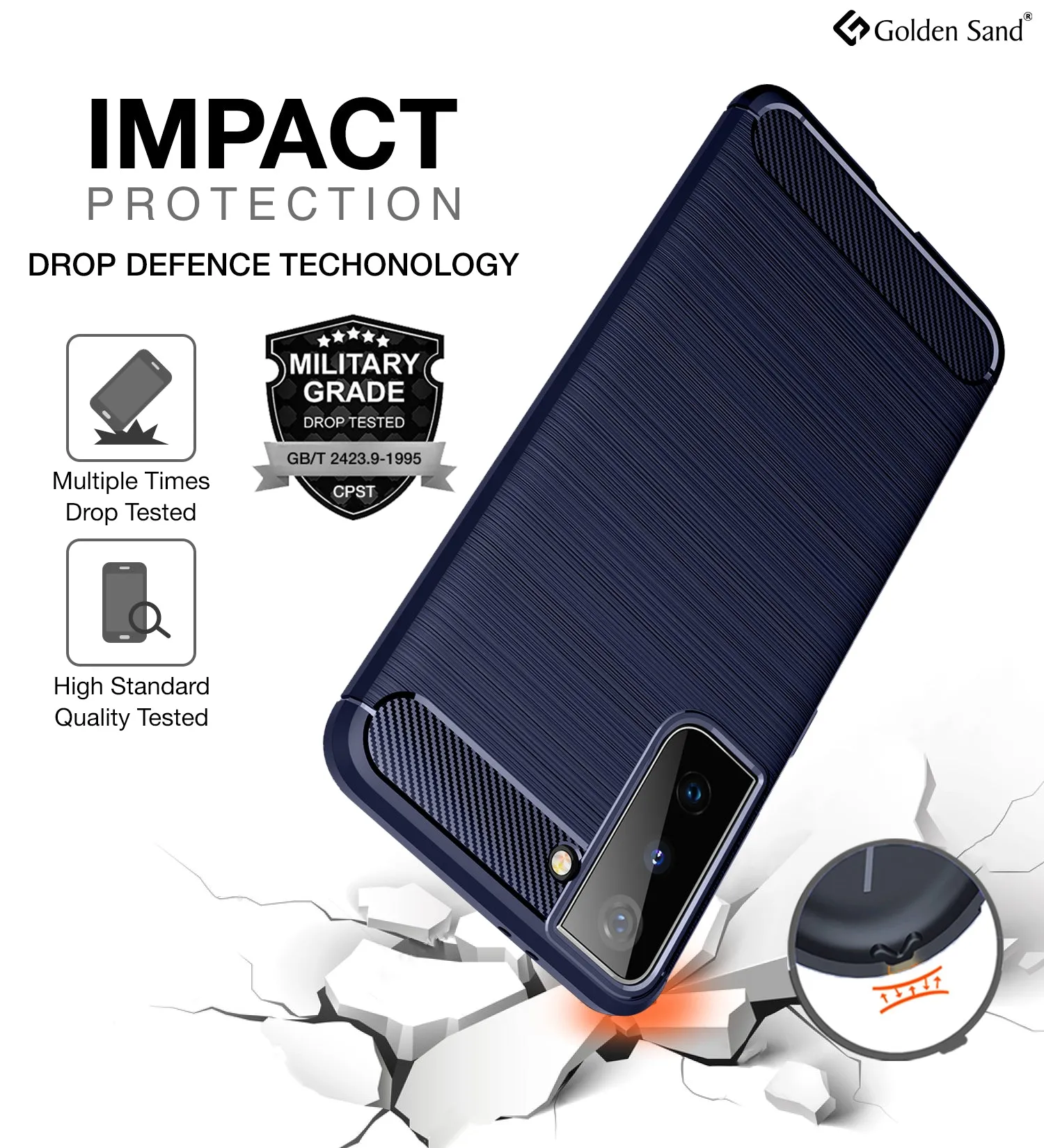 Carbon Fibre Series Shockproof Armor Back Cover for Samsung Galaxy S21 5G, 6.2 inch, Blue