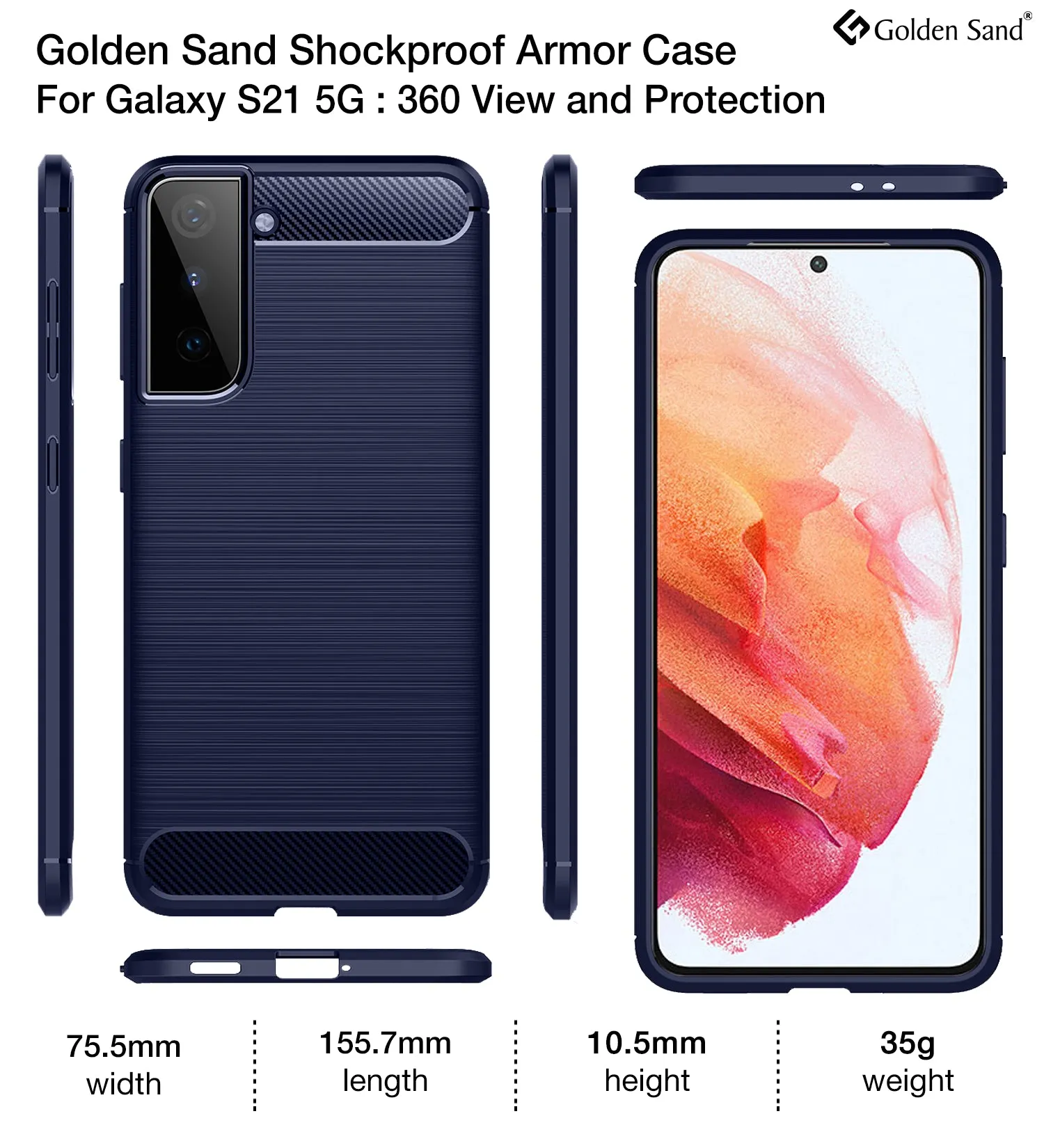 Carbon Fibre Series Shockproof Armor Back Cover for Samsung Galaxy S21 5G, 6.2 inch, Blue