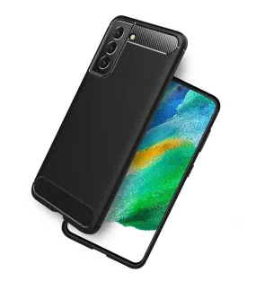 Carbon Fibre Series Shockproof Armor Back Cover for Samsung Galaxy S21 FE 5G, Samsung Galaxy S21 FE 5G 2023 (Snapdragon 888), 6.41 inch, Black