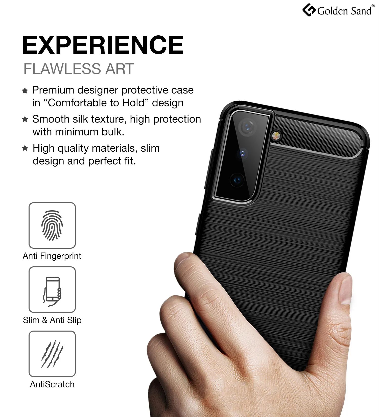 Carbon Fibre Series Shockproof Armor Back Cover for Samsung Galaxy S21 Plus, 6.7 inch, Black
