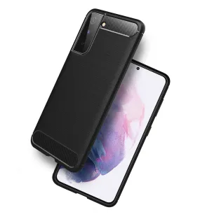 Carbon Fibre Series Shockproof Armor Back Cover for Samsung Galaxy S21 Plus, 6.7 inch, Black