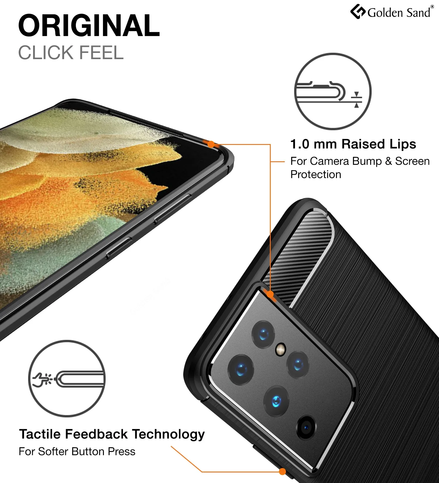 Carbon Fibre Series Shockproof Armor Back Cover for Samsung Galaxy S21 Ultra, 6.8 inch, Black