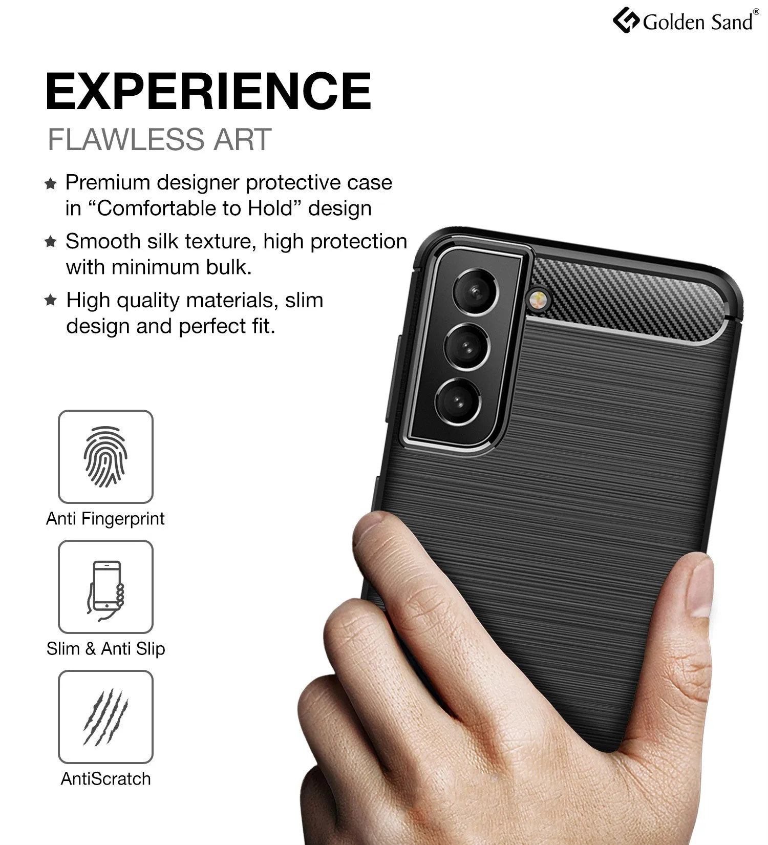 Carbon Fibre Series Shockproof Armor Back Cover for Samsung Galaxy S22  Plus 5G, 6.6 inch, Black