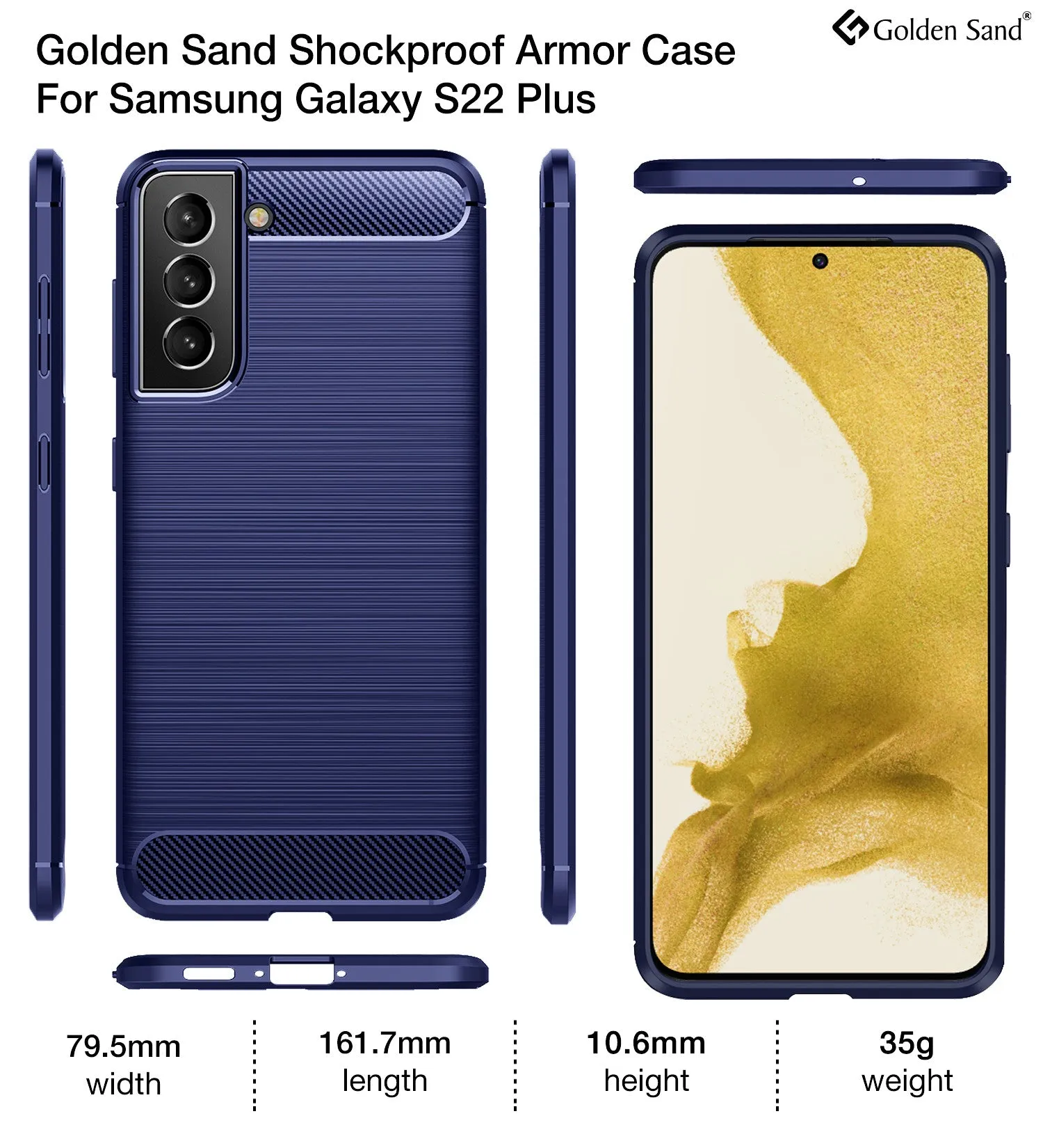 Carbon Fibre Series Shockproof Armor Back Cover for Samsung Galaxy S22  Plus 5G, 6.6 inch, Blue