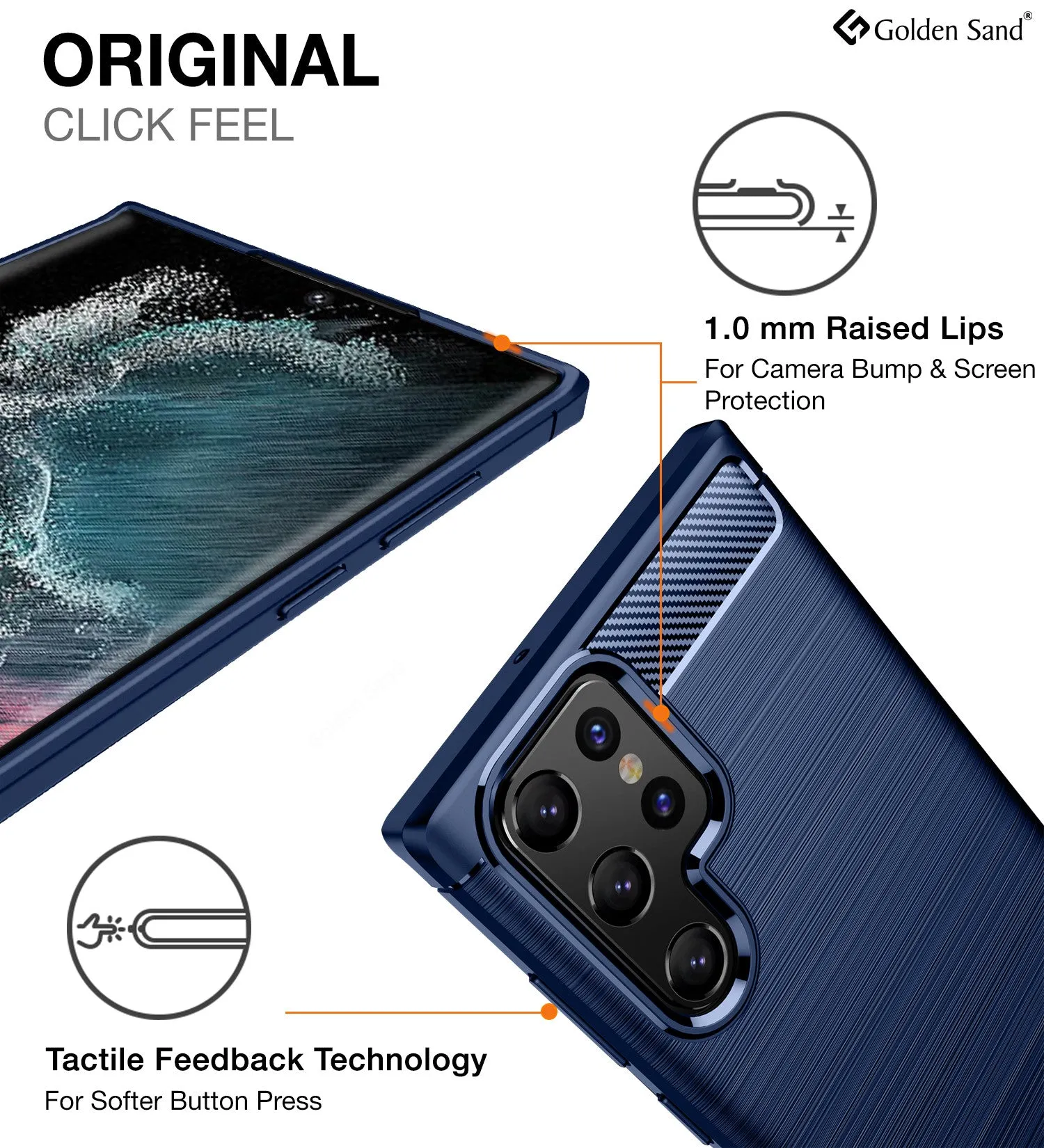 Carbon Fibre Series Shockproof Armor Back Cover for Samsung Galaxy S22 Ultra 5G, 6.8 inch, Blue