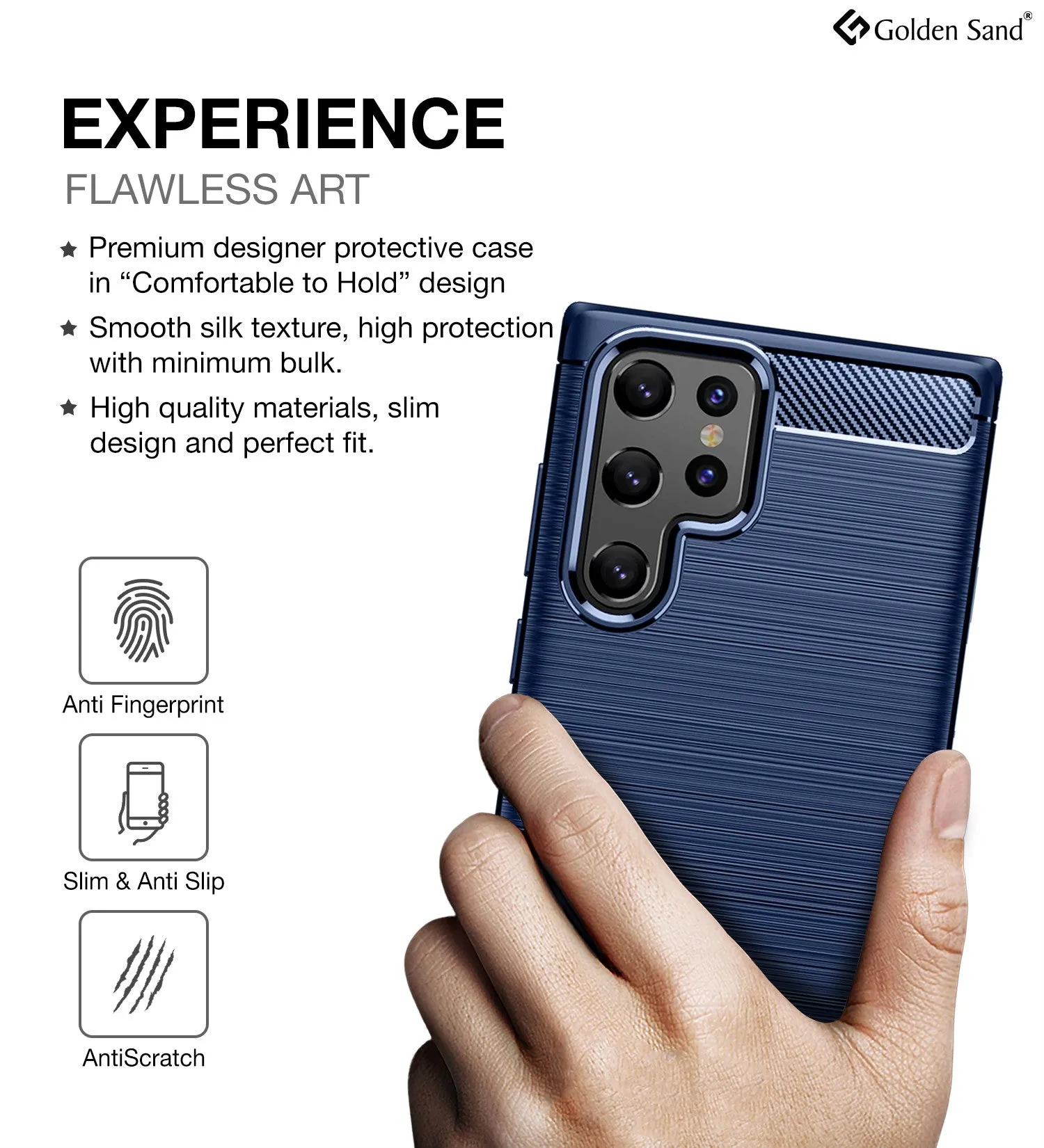 Carbon Fibre Series Shockproof Armor Back Cover for Samsung Galaxy S22 Ultra 5G, 6.8 inch, Blue