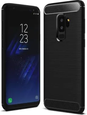 Carbon Fibre Series Shockproof Armor Back Cover for Samsung Galaxy S9 Plus, 6.2 inch, Black