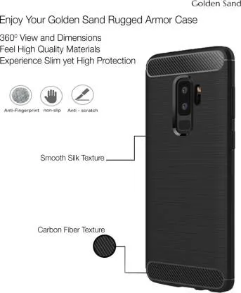 Carbon Fibre Series Shockproof Armor Back Cover for Samsung Galaxy S9 Plus, 6.2 inch, Black