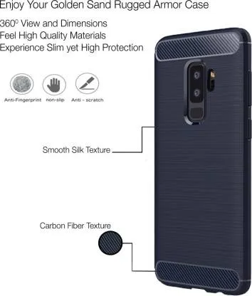 Carbon Fibre Series Shockproof Armor Back Cover for Samsung Galaxy S9 Plus, 6.2 inch, Blue