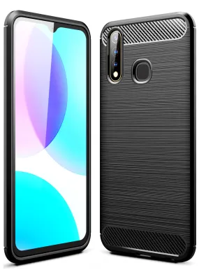 Carbon Fibre Series Shockproof Armor Back Cover for Vivo U20, Vivo Y19 6.53 inch, Black