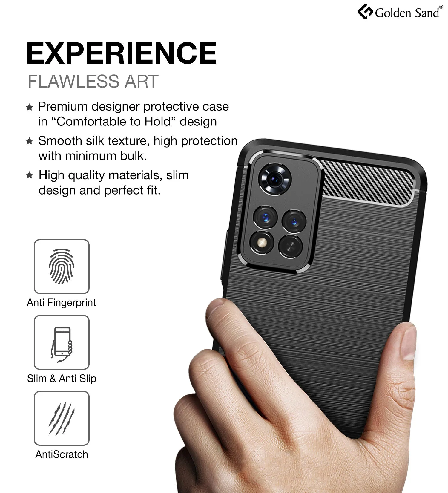 Carbon Fibre Series Shockproof Armor Back Cover for Xiaomi 11i, Xiaomi 11i HyperCharge 5G, 6.67 inch, Mysterious Black