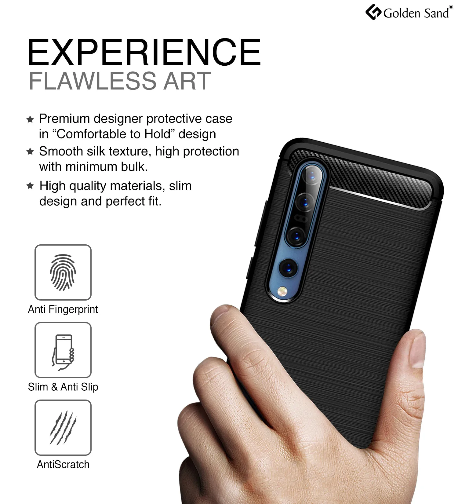 Carbon Fibre Series Shockproof Armor Back Cover for Xiaomi Mi 10 5G, Mi 10 Pro 6.67 inch, Black
